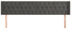 Cabeceira de cama c/ abas veludo 203x16x78/88cm cinzento-escuro