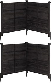 Biombos de privacidade para exterior 119 x 119 cm, 4 painéis com estacas metálicas, para ar condicionado e caixote do lixo de jardim, Preto