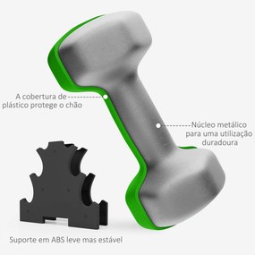 SPORTNOW Jogo de Halteres 2x1 kg 2x2 kg 2x3 kg Conjunto de Halteres He