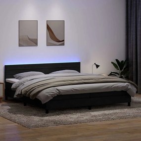 vidaXL Cama box spring c/ colchão e LED 180x220 cm veludo preto
