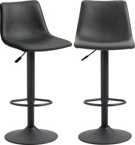 Conjunto de 2 bancos de bar, ajustáveis e giratórios, com apoio para os pés e revestimento sintético - preto - altura ajustável entre 90 e 110 cm