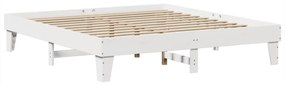 Cama sem colchão 200x200 cm madeira de pinho maciça branco