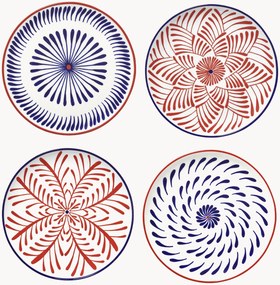 Pratos de pequeno-almoço com acabamento artesanal Bazaar, conjunto de 4