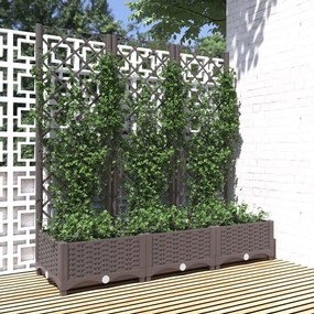 318262 vidaXL Vaso/floreira jardim c/ treliça 120x40x121,5 cm PP castanho