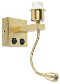 LED Candeeiro de parede moderno em latão com braço flexível - Brescia Combi Moderno