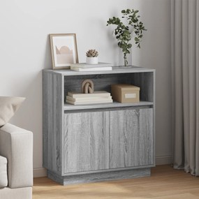 vidaXL Sideboard com LED Cinza Sonoma 71x34,5x75 cm Madeira Engenharia