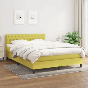 vidaXL Cama com molas/colchão 140x200 cm tecido verde
