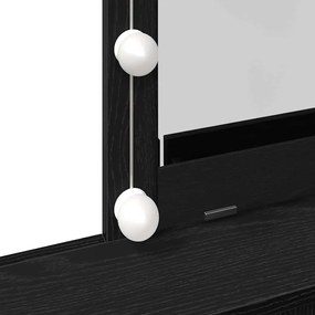 Mesa de Maquiagem com Espelho e Luzes LED Carvalho Preto Madeira Engen