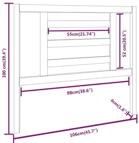 Cabeceira de cama 106x4x100 cm pinho maciço cinzento
