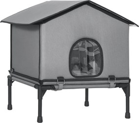 PawHut Casa para gatos dobrável com almofada, elevada e resistente à água, caverna para gatos 62 x 58,5 x 60 cm, Cinza | Aosom Portugal
