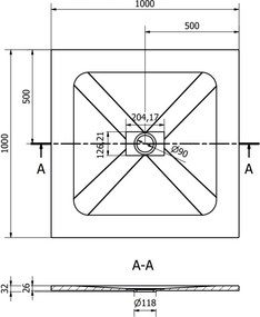 Mexen Hugo base de duche quadrada SMC 100 x 100 cm, cinza - 42611010