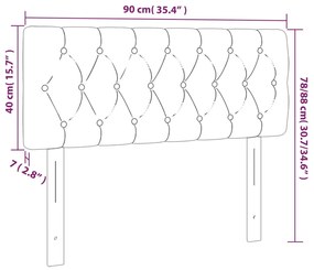 Cabeceira de cama c/ luzes LED veludo 90x7x78/88 cm cinza-claro