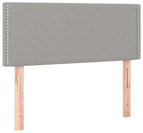 Cama box spring c/ colchão e LED 90x190 cm tecido cinza-claro