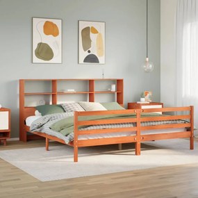 vidaXL Cama com estante sem colchão 180x200 cm madeira maciça