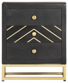 Mesa de cabeceira 40x30x50 cm mangueira maciça preto e dourado