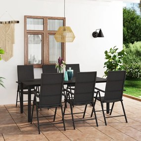 vidaXL 7 pcs conjunto de jantar para jardim preto