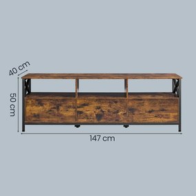 Móvel de TV até 65 polegadas 147 x 40 x 50 cm, com bastante espaço de arrumação castanho-preto
