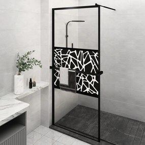 vidaXL Divisória chuveiro+prateleira 100x195 vidro ESG/alumínio preto