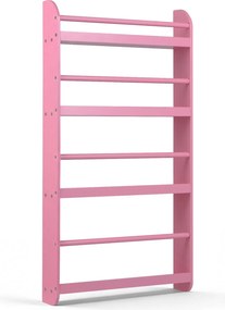 Estante infantil de parede com 4 níveis 56 x 12 x 107 cm, prateleiras abertas, barras de segurança e bordas elevadas para quarto infantil ou sala de a