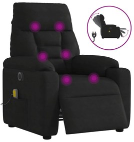 vidaXL Poltrona de massagens reclinável elétrica microfibra preto
