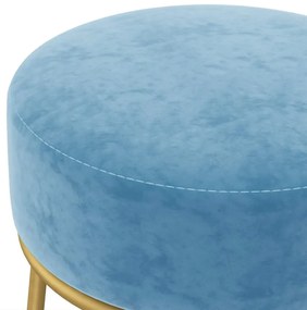 Banqueta redonda veludo azul-claro