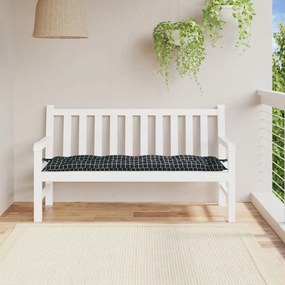 vidaXL Almofadão p/ banco jardim 150x50x7cm tecido oxford xadrez preto