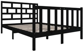 Estrutura de cama pequena casal 120x190 cm pinho maciço preto