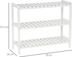 Sapateira de Madeira de 3 Níveis para até 9 Pares de Sapatos para Entrada Corredor Dormitório 70x26x57,5cm Branco