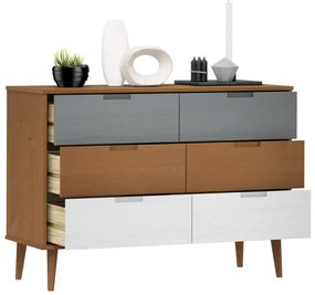 Armário de gavetas MOLDE 113x40x80 cm pinho maciço castanho
