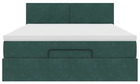 Estrutura de cama otomana com colchão 140x200 cm verde escuro