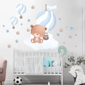 Autocolantes quarto bebe - Ursinho com balões (azul)