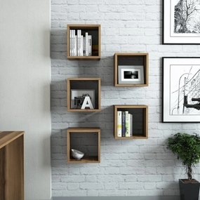 Prateleira de Parede Box – Nogueira – 30x24x30 cm (5 Peças)