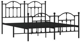 Estrutura de cama com cabeceira e pés 150x200 cm metal preto