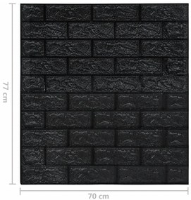 Papel de parede 3D autoadesivo tijolos 20 pcs preto