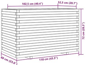 Vaso/floreira de jardim 110x60x72 cm madeira de pinho maciça