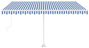 Toldo autom. LED e sensor de vento 400x300 cm azul e branco