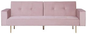 Sofá-cama em veludo rosa VISNES Beliani