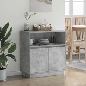 Aparador com LED Cinza Concreto 71x34,5x75 cm Madeira de Engenharia