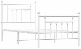 Estrutura de cama com cabeceira e pés 90x200 cm metal branco