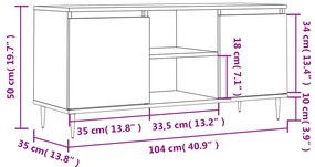 Móvel de TV 104x35x50 cm derivados de madeira branco brilhante