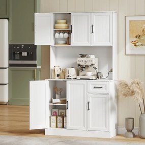 Armário Alto de Cozinha, 100 x 39,5 x 180,5 cm, Prateleiras Reguláveis, Branco