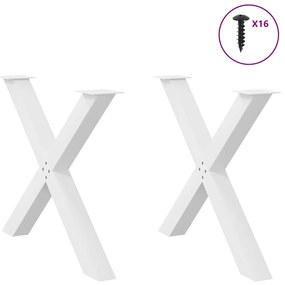 Pés para mesa de jantar em formato de X, 2 peças, branco, 90x (72-73)