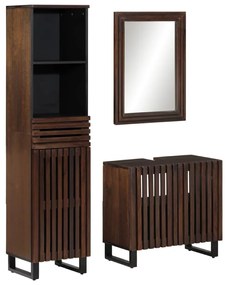 vidaXL 3 pcs conj. móveis p/ casa de banho madeira mangueira maciça