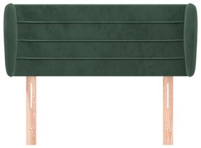 Cabeceira de cama c/ abas veludo 93x23x78/88 cm verde-escuro