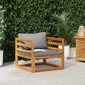 vidaXL Cadeira de jardim c/ almofadões cinzento-escuro acácia maciça