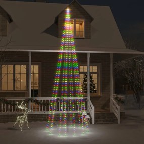 343529 vidaXL Árvore de Natal mastro de bandeira 732 LEDs 500 cm colorido