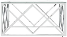 Mesa de centro 80x80x40 cm aço inoxidável e vidro prateado