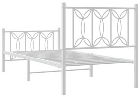 Estrutura de cama com cabeceira e pés 90x190 cm metal branco