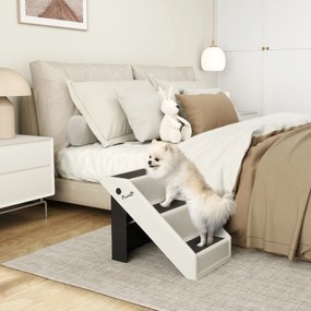 Escada dobrável para cães com 3 degraus antiderrapantes; escada para animais em plástico, 53 x 30,5 x 36,5 cm, cor creme