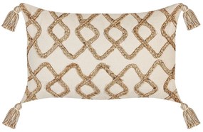 Almofada decorativa em algodão creme com padrão geométrico 30 x 50 cm INCANA Beliani